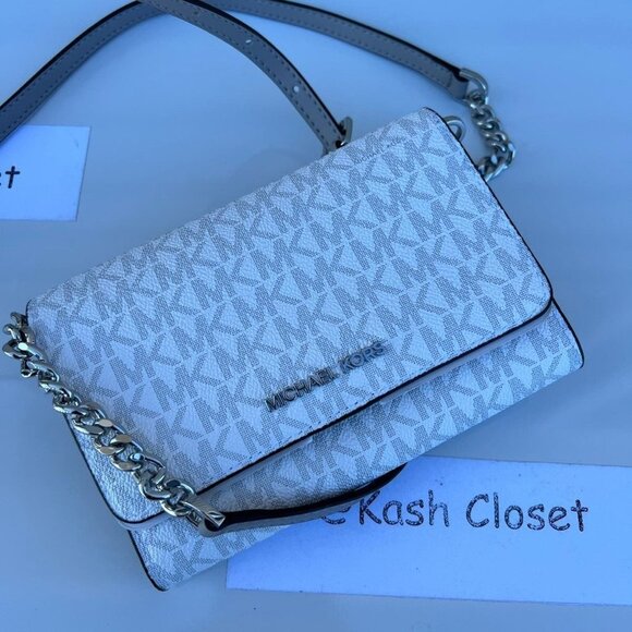 Michael Kors phone crossbody clutch purse medium jet set travel bright white - Picture 6 of 8